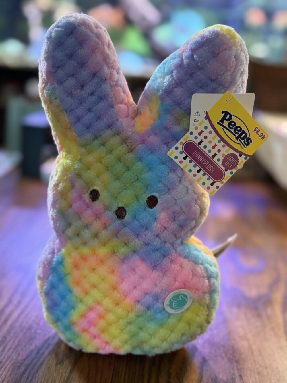 New Rainbow Tie Dye Light Up Color Changing 11" Peeps Bunny Easter Plush